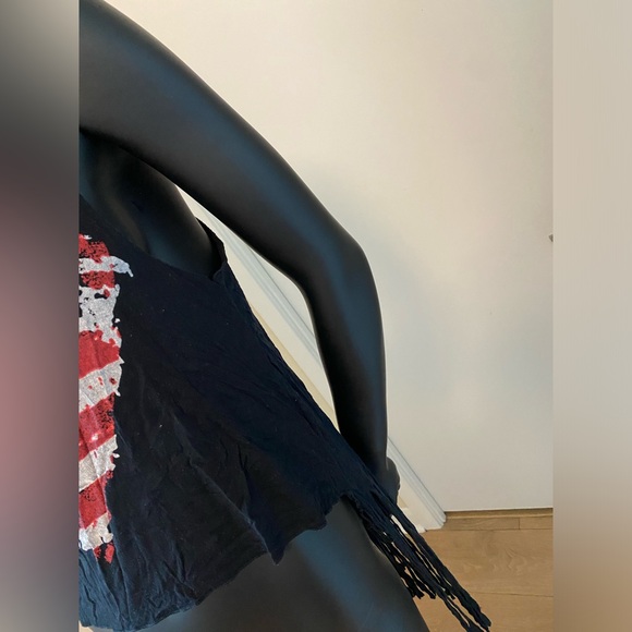 Black Tank Top with Fringes - Picture 3 of 4